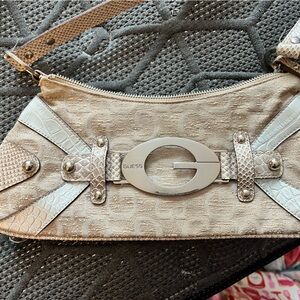 Guess Beige and Silver Clutch